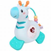 Pelúcia Girafa Com Mordedor Som E Luz Azul - Castela