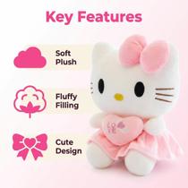 Pelúcia Hello Kitty Com Coração 25cm Love Antialérgico Pelúcia Hello Kitty Com Coração 25cm Love Antialérgico