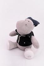 Pelucia Hipopotamo Motociclista Jaqueta Couro Preta Zip Toys