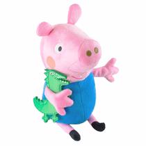 Pelúcia Infantil - 30 cm - Peppa Pig - George e seu Dinossauro - Sunny