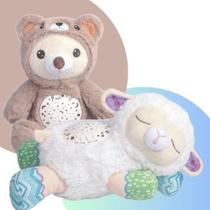 Pelúcia Infantil Musical 3 em 1 com Luz Noturna e Projetor de Estrelas Urso ou Ovelha - hyper Club