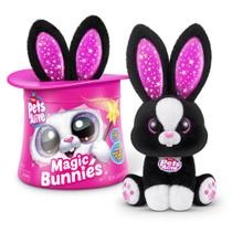 Pelúcia Interativa com Som e Luz - Magic Bunnies - Pets Alive - Coelho Preto - Candide