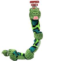 Pelúcia Kong Knots Snake Cobra Brinquedo Interativo Corda Com Nós Internos e Apitos Para Caes de Médio e Grande Porte - Verde