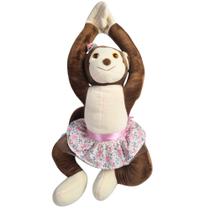 Pelúcia Macaquinha 35cm Menina Brinquedo Decoração Para Festa Nicho De Bebê Presente Fofura Macaco