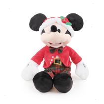 Pelúcia mickey mouse enfeite decorativo de natal 45cm roupa vermelho e verde xadrez