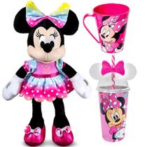 Pelúcia Minnie Fala em Português + Caneca e Copo Orelha Rosa Pelúcia Minnie Fala em Português + Caneca e Copo Orelha Rosa