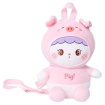 Pelucia Mochila Amigos do Coraçao BABY PETS Porco DM TOYS DMT6475