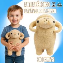 Pelúcia Ovelha Carneirinho 30cm Antialérgica Lavável com Zíper Super Macia
