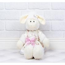 Pelucia ovelha fufy 26 cm - vestido com lese floral