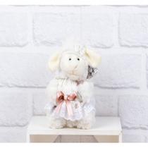 Pelucia ovelha mini 10 cm vestido floral com lese