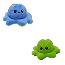 Pelúcia Polvo Verde e Azul - Macio e Reversível para Crianças