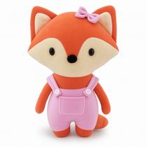 Pelúcia Raposa 26cm Macia Presente Decoração Criança Infantil Cor Rosa Bebe