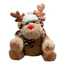 Pelúcia Rena Natalina com Gorro Sentado 33cm BT3062