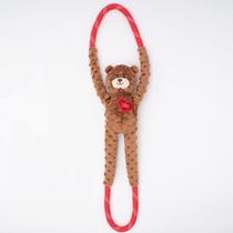 Pelúcia RopeTugz Bear Love Zippypaws Brinquedo Urso Cabo de Guerra com Apito Para Cães
