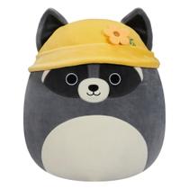 Pelúcia Squishmallows Raccoon Rocky Grey Original 35cm com Chapéu