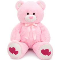 Pelúcia Stuffed Bear Tezituor 4 pés rosa com coração vermelho Pelúcia Stuffed Bear Tezituor 4 pés rosa com coração vermelho