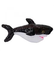 Pelúcia Tubarão Lantejoulas Preto Prateado 47cm Pelúcia Tubarão Lantejoulas Preto Prateado 47cm