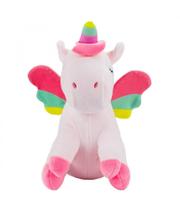 Pelúcia Unicórnio Rosa Sentado Com Asas Coloridas 20Cm Pelúcia Unicórnio Rosa Sentado Com Asas Coloridas 20Cm