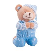 Pelúcia Ursinho Que Reza Oração Azul 25cm Anjinho da Guarda - Buba Baby