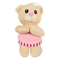 Pelúcia Urso Ajoelhado Que Reza Emite Som 20cms - Rosa