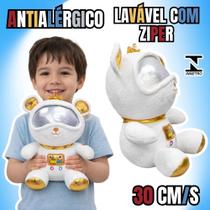 Pelúcia Urso Astronauta 30cm Antialérgica Lavável com Zíper