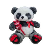 Pelucia Urso Panda Corações Fizzy Cor Cinza 40cm Premium Pelucia Urso Panda Corações Fizzy Cor Cinza 40cm Premium