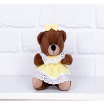 PELUCIA URSO TEDDE 12cm - VESTIDO BABY POÁ AMARELO