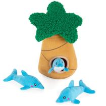 Pelúcia Zippypaws Burrow Brinquedo Com Apito Golfinhos na Palmeira Para Cães E Gatos