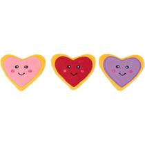 Pelúcia Zippypaws Miniz Heart Cookies Pack 3 Brinquedo Para Cães Pequeno - Biscoitos de Coração
