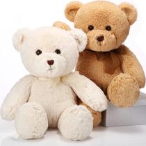 Pelúcias de urso de pelúcia HyDren de 18 polegadas com laço, pacote com 2 unidades, bege e marrom