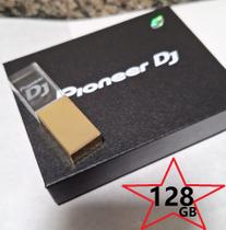 Pen Drive 128GB Cristal Pioneer Dj Logo 3D Ouro Usb 2.0 + Estojo