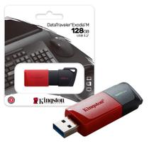 Pen Drive 128GB Kingston Data Traveler Exodia M USB 3.2 Preto e Vermelho DTXM128GB
