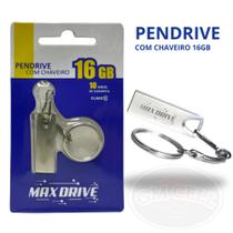 Pen drive 16GB metal com chaveiro prateado kit com 10 unidades