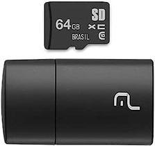 Pen Drive 2 em 1 Leitor USB + Cartão de Memória Classe 10 64GB Preto Multilaser - MC164