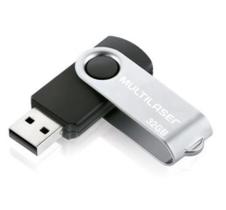 Pen Drive 32GB twist USB 2.0 preto/prata Transferência 3MB/s gravação até 10 Mb/s Leitura - Multilaser