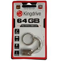 Pen Drive 64GB 2.0 com Chaveiro Metal Kingdrive com Garantia - Ficone & Reis