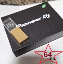 Pen Drive 64gb Cristal Pioneer Dj Logo 3D Ouro Usb 2.0 + Estojo