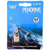 Pen Drive 64Gb Usb 2.0 de Aluminio para fazer backup de fotos musicas videos documentos com segurança e praticidade