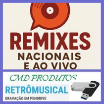 Pen drive 8gb com Músicas = Remix Nacional e Ao Vivo (mp3) Em Pastas