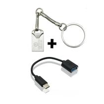 Pen drive Chaveiro Mini 16Gb + Cabo Transferência Para smartphones Para Modelos celulares Tipo C - HMTY