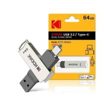 Pen Drive Kodak 64GB USB 3.2 USB-A e Type-C Smartphone Pendrive