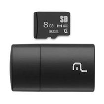 Pen Drive Multilaser 2 em 1 Leitor USB + Cartão de Memória Classe 4 8GB Preto - MC161