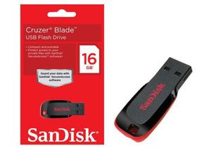 Pen drive sandisk cruzer blade 16gb preto/verm - Jr