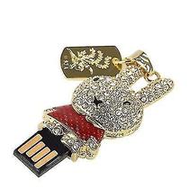 Pen Drive USB 4GB em Formato de Coelho - Acessório de Computador com Detalhes em Diamante Vermelho