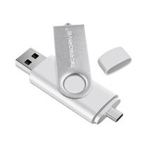 Pen Drive USB Metal OTG Tipo C - 2 em 1 (4GB, 8GB, 32GB, 64GB, 128GB)