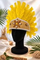 Penacho Cocar com Amarelo - Umbanda Candomblé