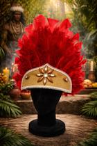 Penacho Cocar Vermelho - Umbanda Candomblé