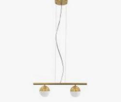 Pend Metal Dourado 2 Lamp + Vidro Ambar Pend Metal Dourado 2 Lamp + Vidro Ambar