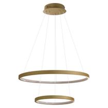 Pendente 2 Anéis Dourado 40cm Led 53W 3200K Bivolt