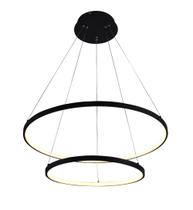 Pendente 2 Anéis Preto Fosco 60cm Led 45W 3000K Bivolt